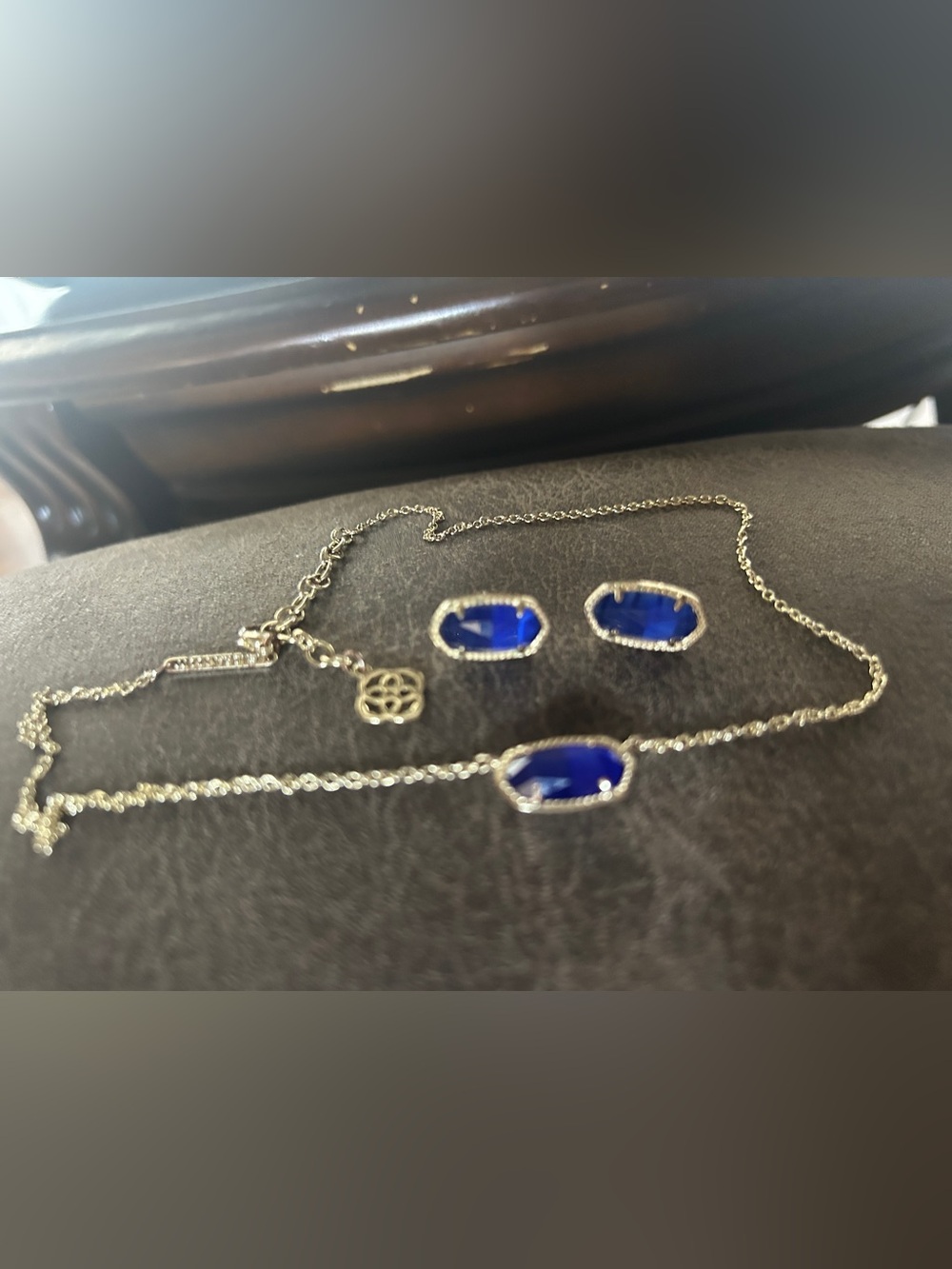 Kendra Scott Blue Stone Silver Necklace and Earring Set